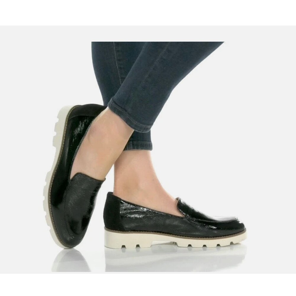 Vionic Kensley Loafers Women 8 Black Patent Leather Lug Sole Comfort Shoes - Picture 3 of 14